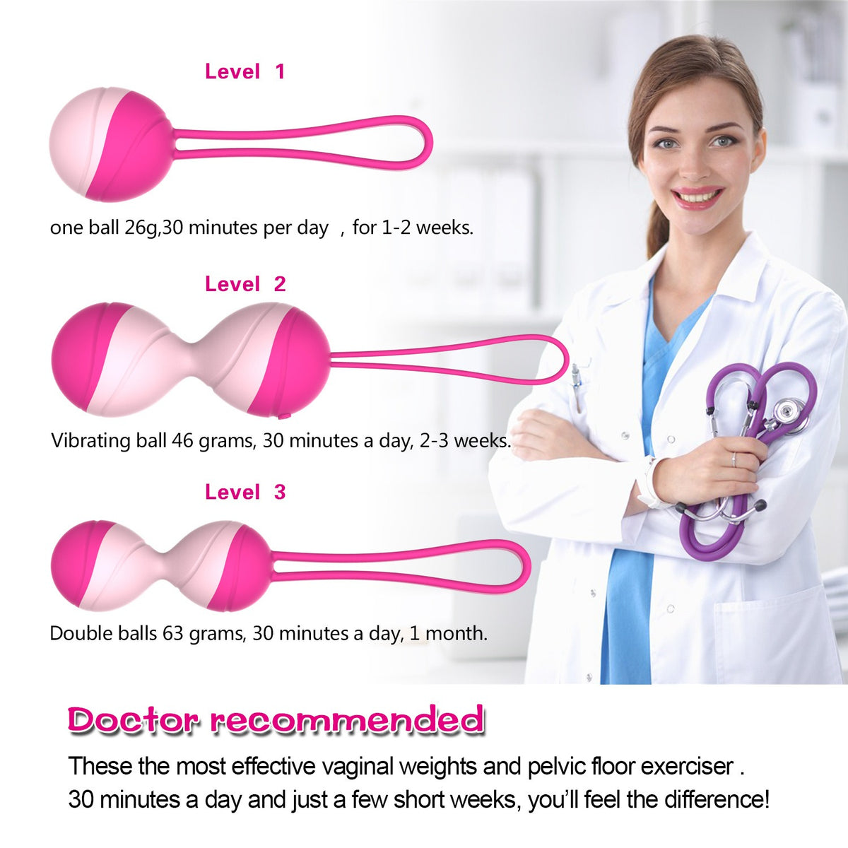 Y.LOVE Kegel Ball Exercise And Massage Function 2 In 1 Postpartum Erotic Goods Sex Toy