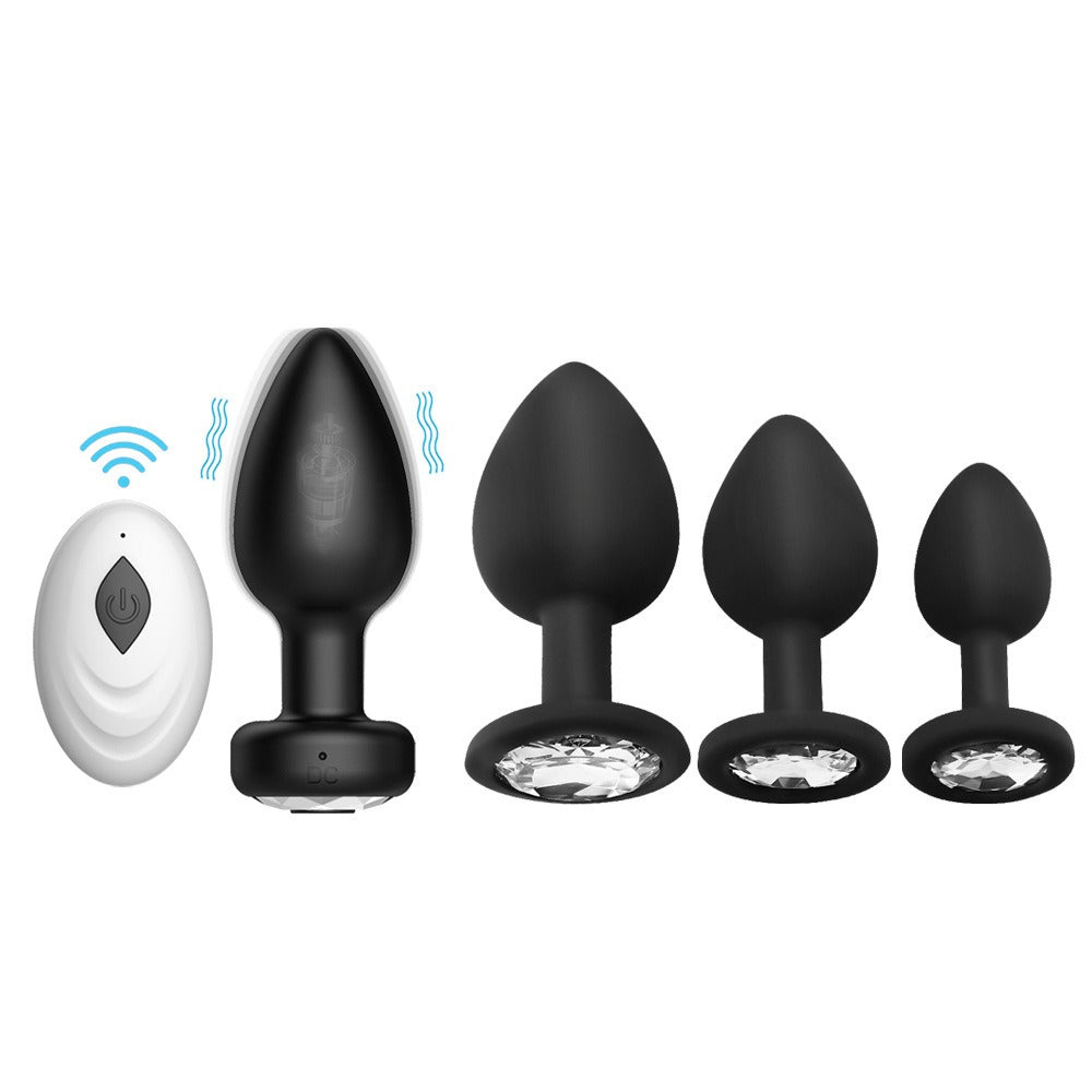 Rechargeable 10-Frequency Vibrating Anal Plug Set g-Spot Posterior Stimulation Silicone Male Masturbation Erotic Sex Toys