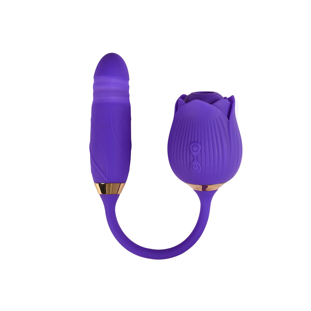Urway Rose Vibrator Sucking Thrusting Dildo Clitoral Stimulator Purple Sex Toy